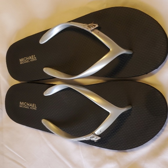 Michael Kors Shoes - Michael Kors Silver Flip Flops